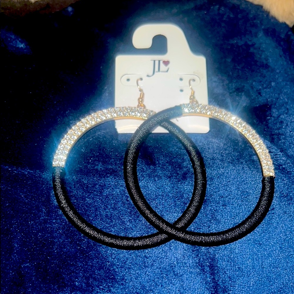 Black and Silver Hoop Earrings